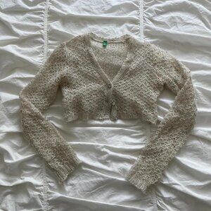 Benetton Knitted Sparkly Cropped Cardigan